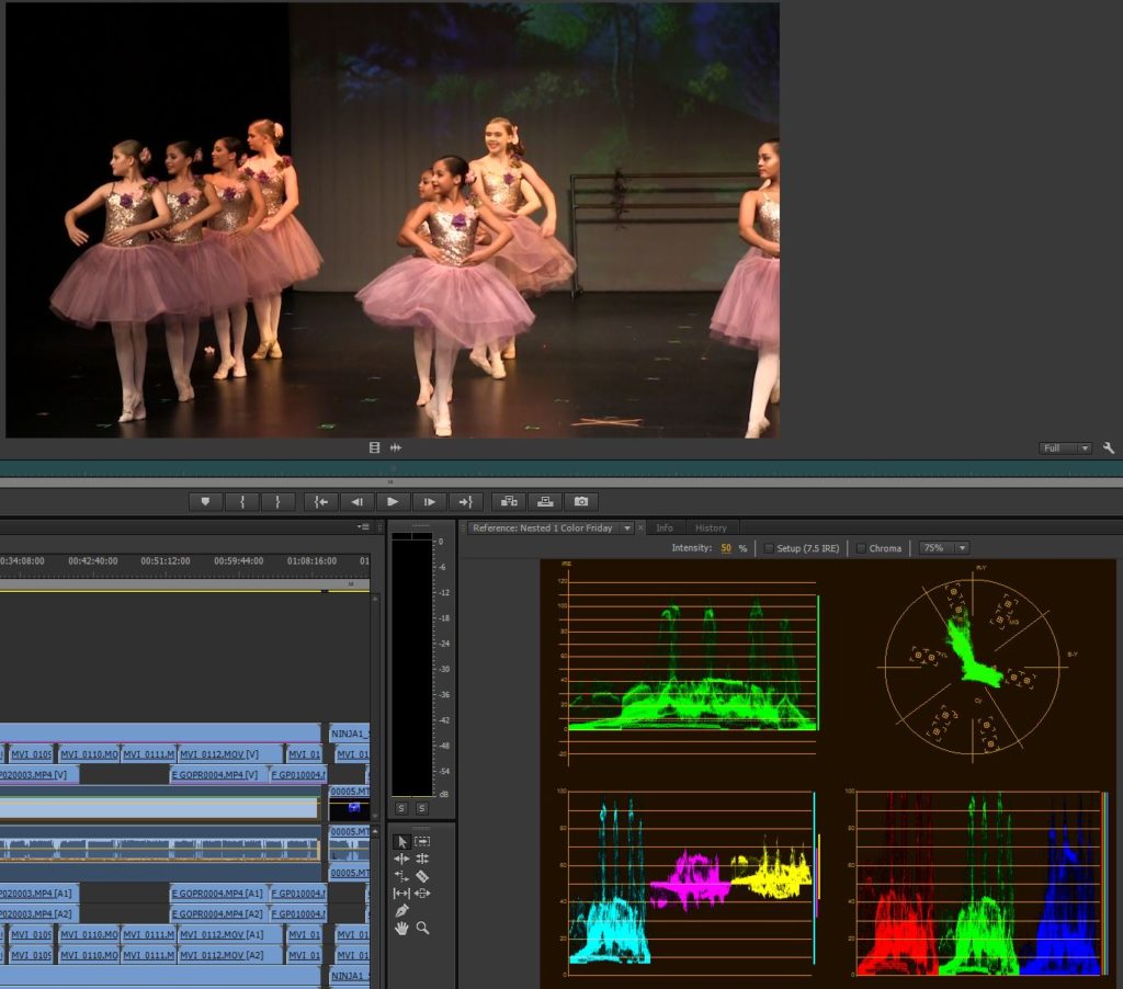 Scopes on the premiere editing color correction layout
